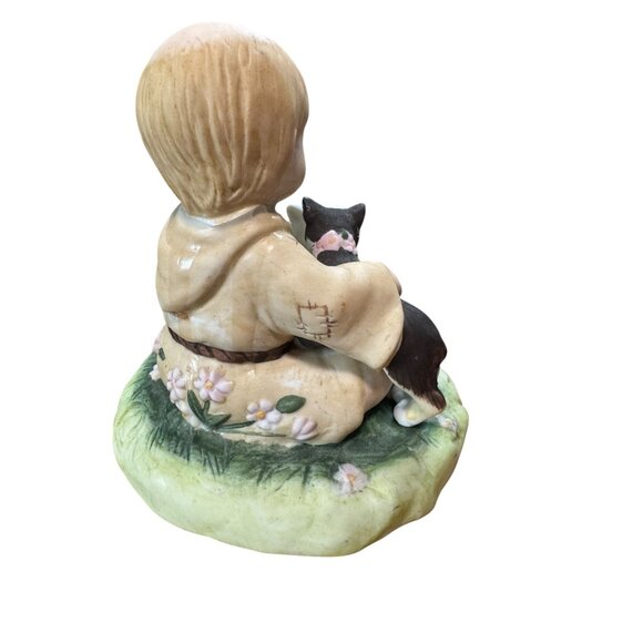 Little Francis Schmid Figurine Peace Prayer Collection 1992 Boy With Dog, Bird & - Picture 9 of 13